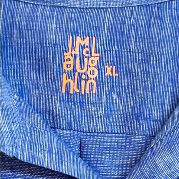 J.McLaughlin Men’s Button Down Long Sleeve 100% Linen Blue Size XL - Picture 4 of 8